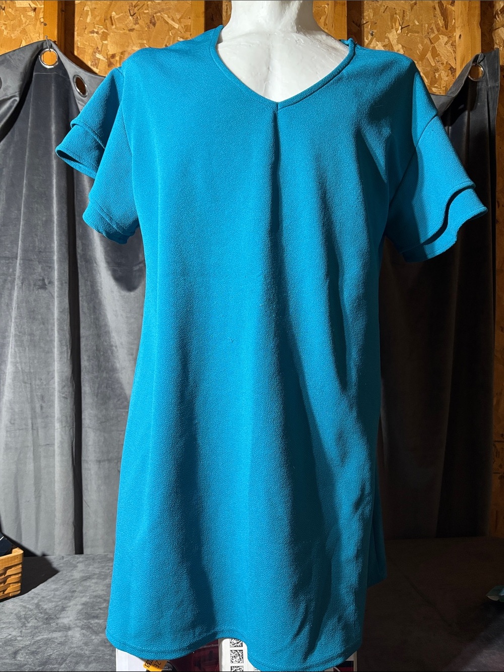 Massini Teal V-Neck Short Sleeve Tunic